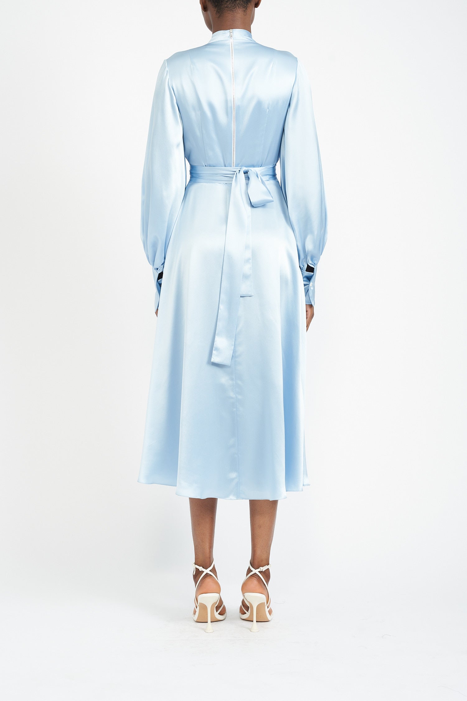 FERN SKY BLUE SILK SATIN DRESS