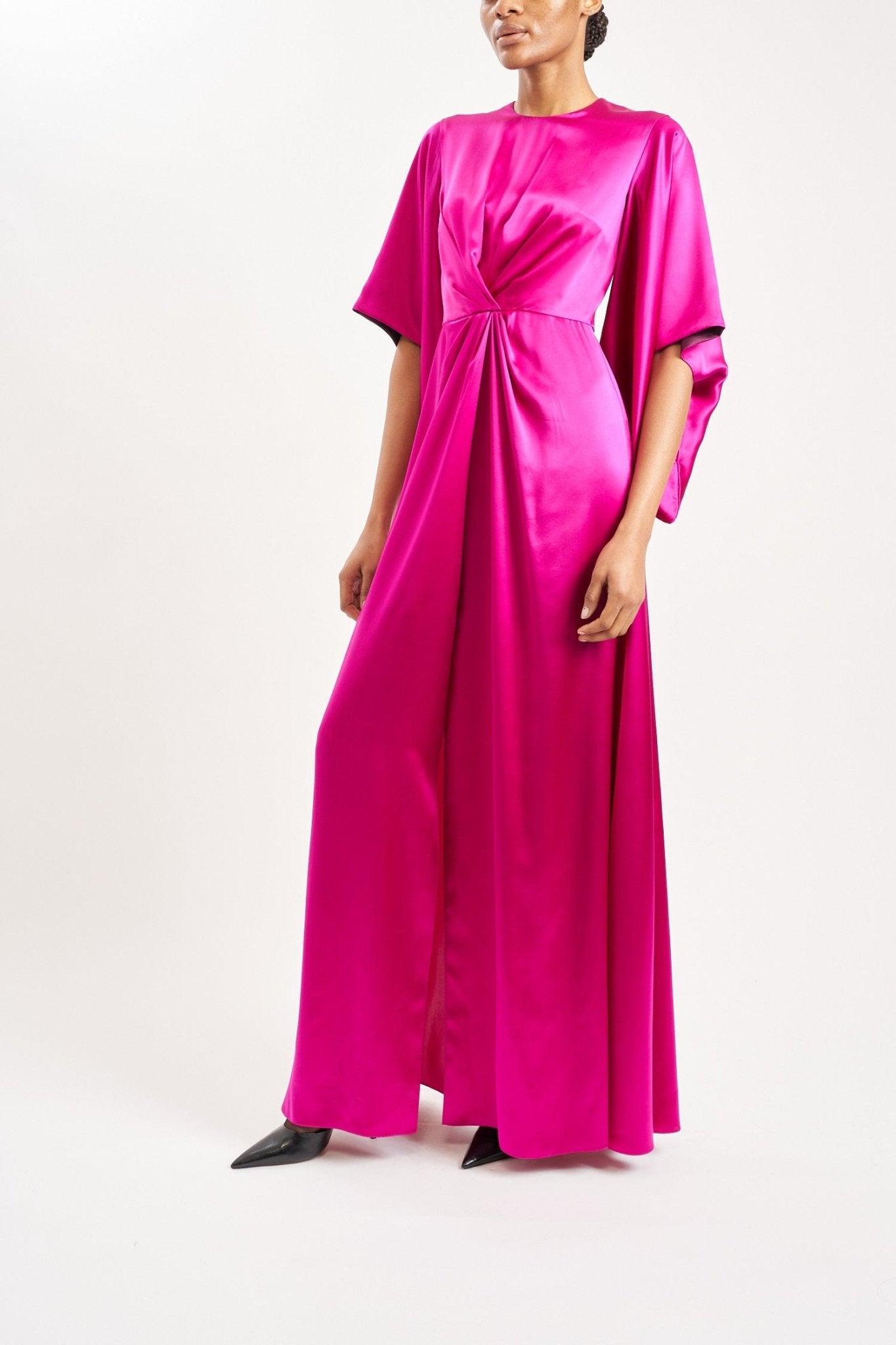 ALEXANDRA CERISE SILK SATIN DRESS - E.STOTT