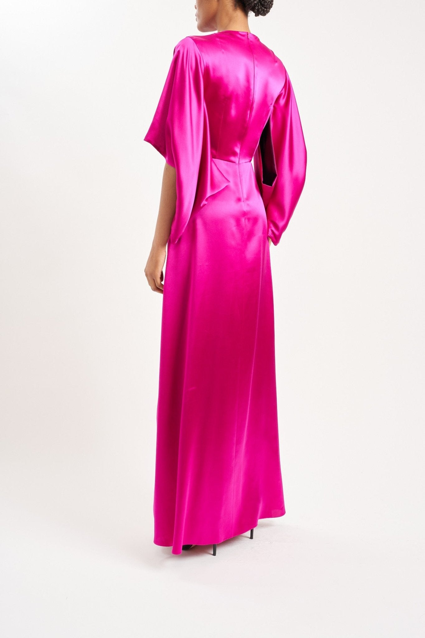 ALEXANDRA CERISE SILK SATIN DRESS - E.STOTT