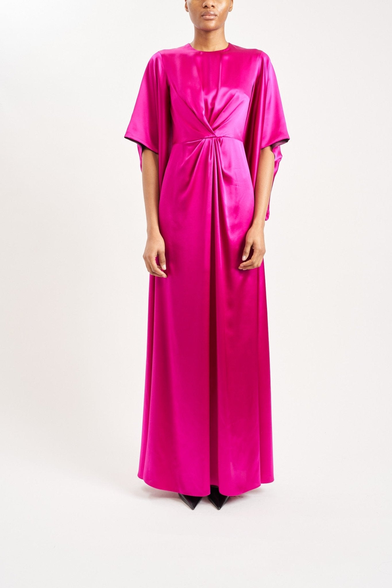 ALEXANDRA CERISE SILK SATIN DRESS - E.STOTT