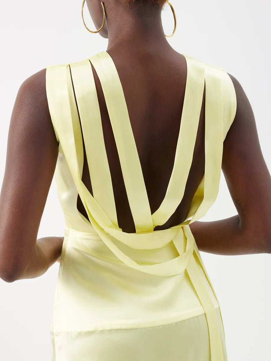 CORIN BUTTERMILK YELLOW SILK SATIN DRESS - E.STOTT