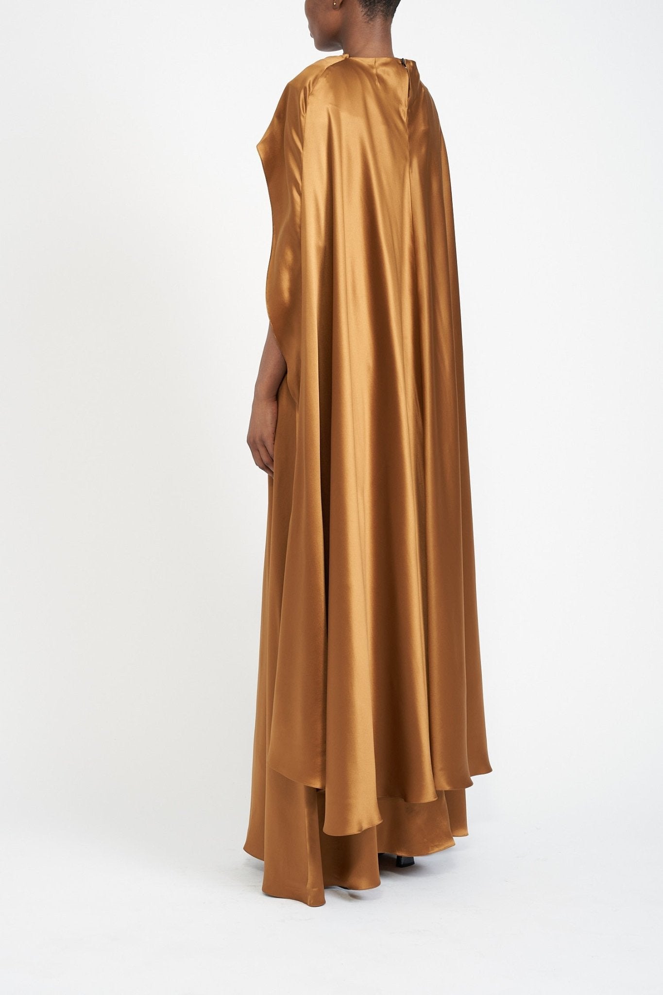 DIANA CAPE COGNAC SILK SATIN - E.STOTT