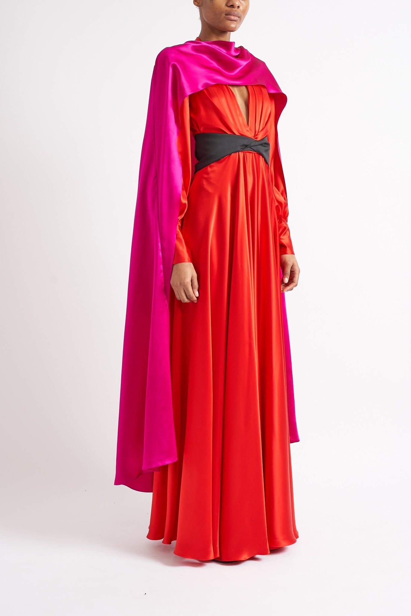 DIANA CAPE MAGENTA SILK SATIN - E.STOTT