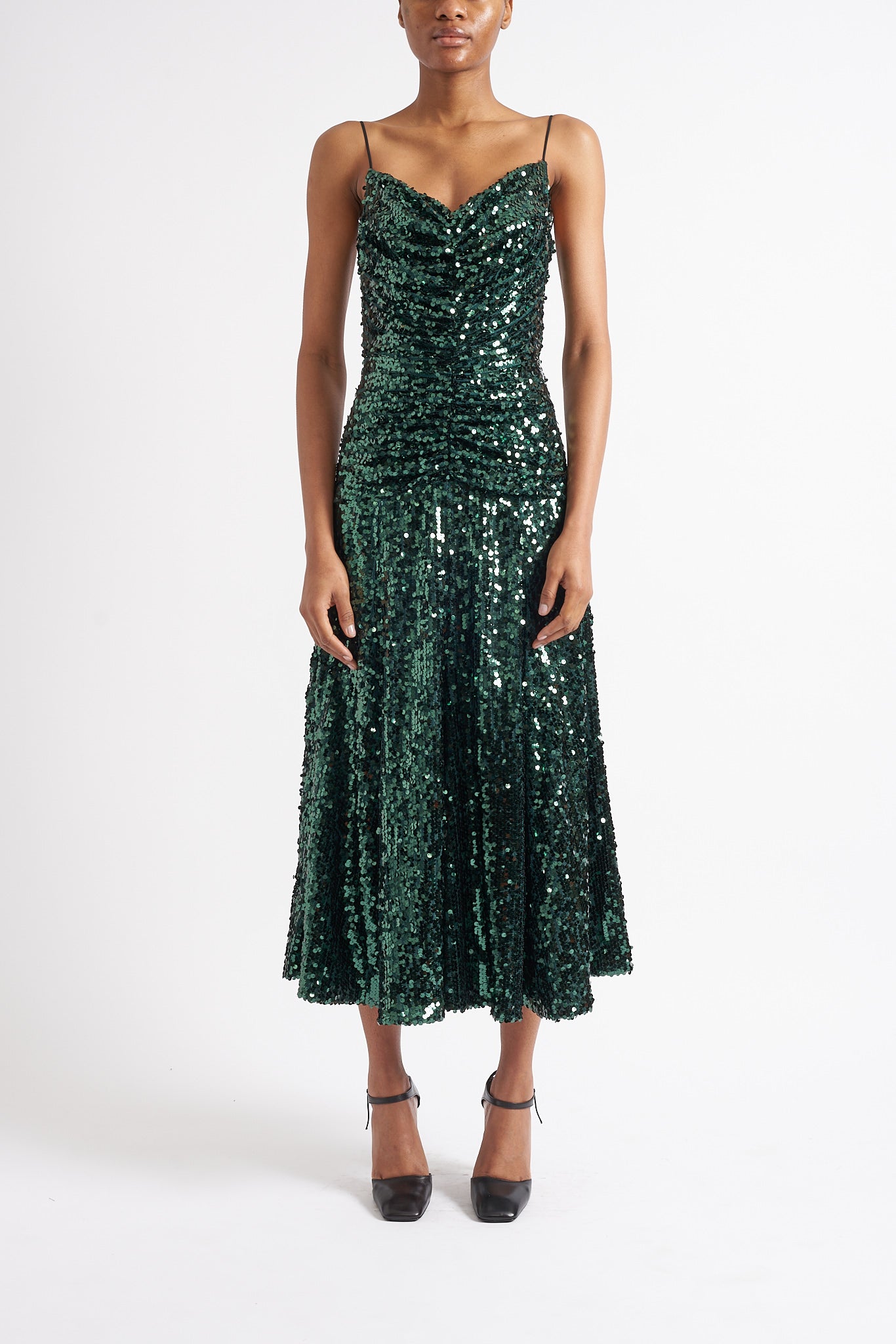 ESTHER GREEN SUSTAINABLY SOURCED SEQUIN DRESS WITH ADDITION - E.STOTT