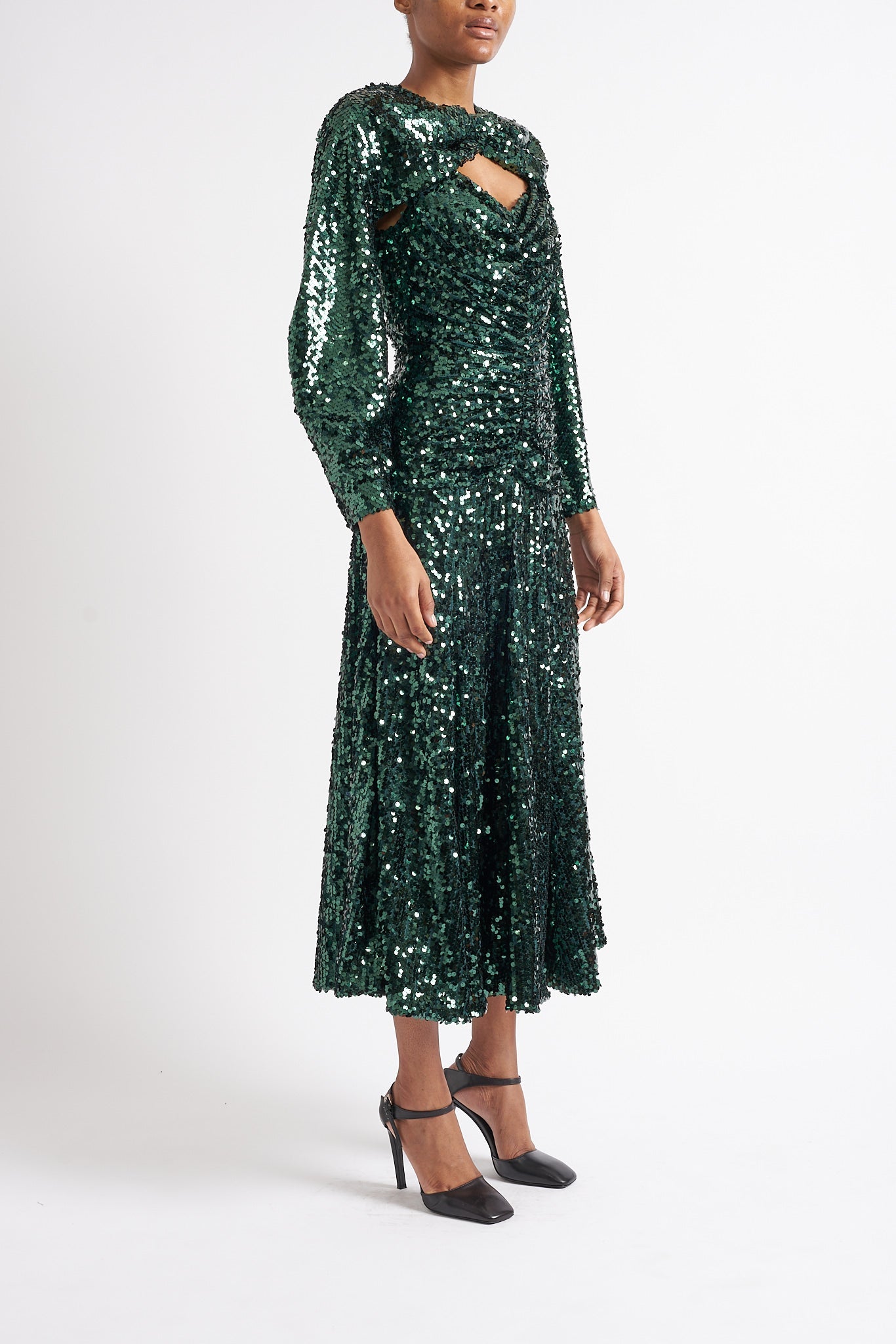 ESTHER GREEN SUSTAINABLY SOURCED SEQUIN DRESS WITH ADDITION - E.STOTT