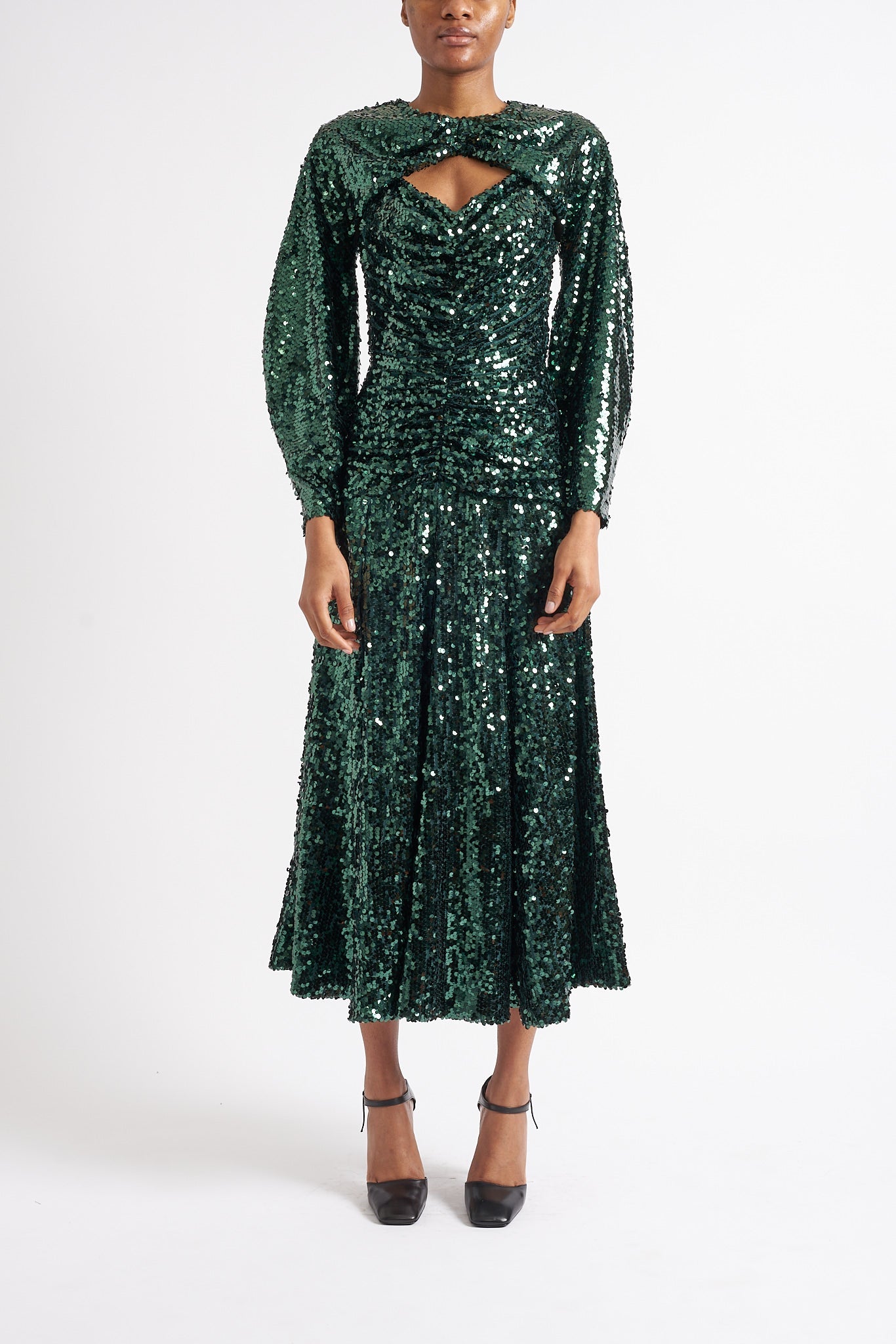 ESTHER GREEN SUSTAINABLY SOURCED SEQUIN DRESS WITH ADDITION - E.STOTT