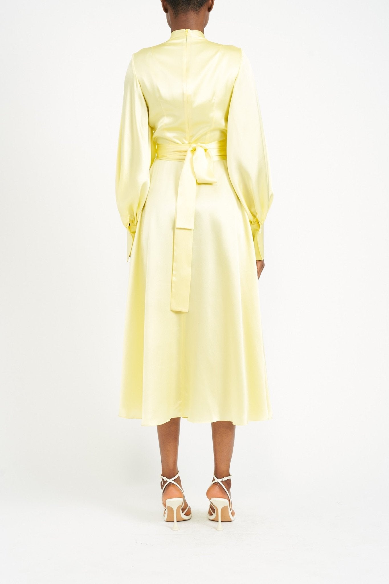 FERN BUTTERMILK YELLOW SILK SATIN DRESS - E.STOTT