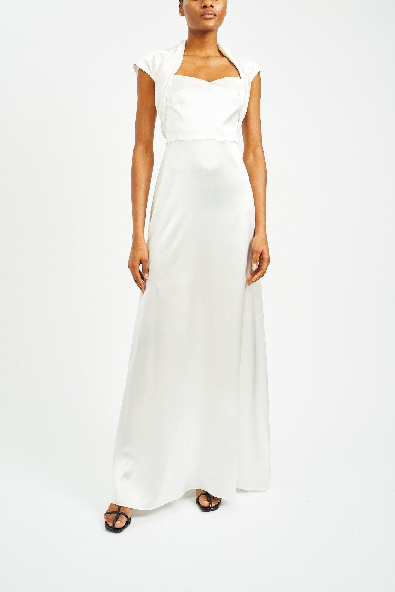 HELENA IVORY SILK SATIN DRESS - E.STOTT