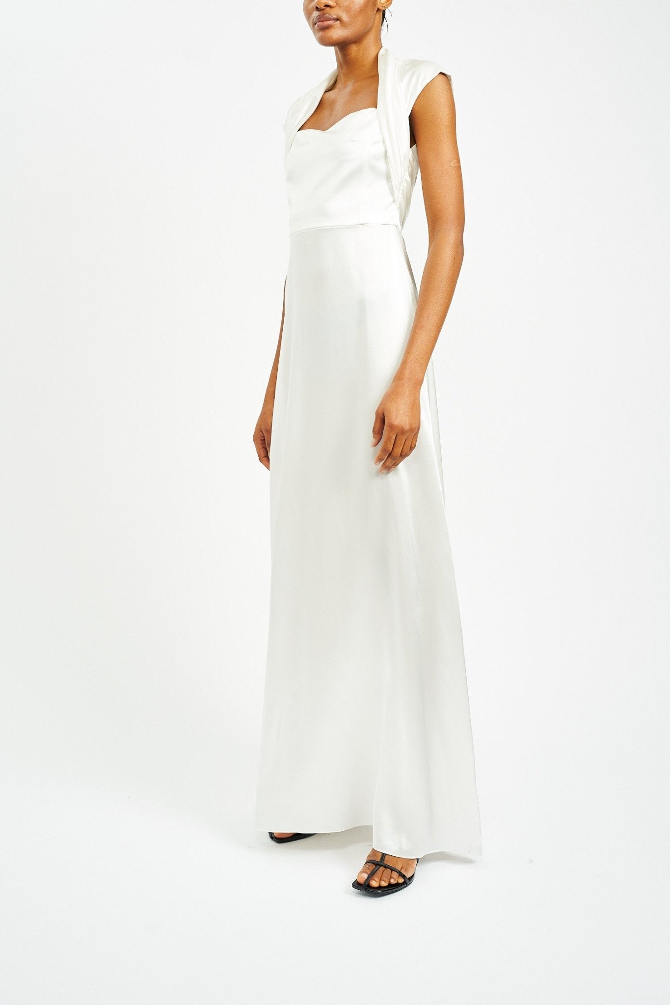 HELENA IVORY SILK SATIN DRESS - E.STOTT