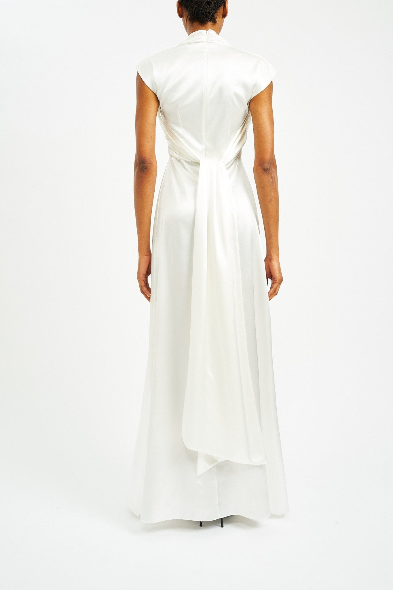 HELENA IVORY SILK SATIN DRESS - E.STOTT