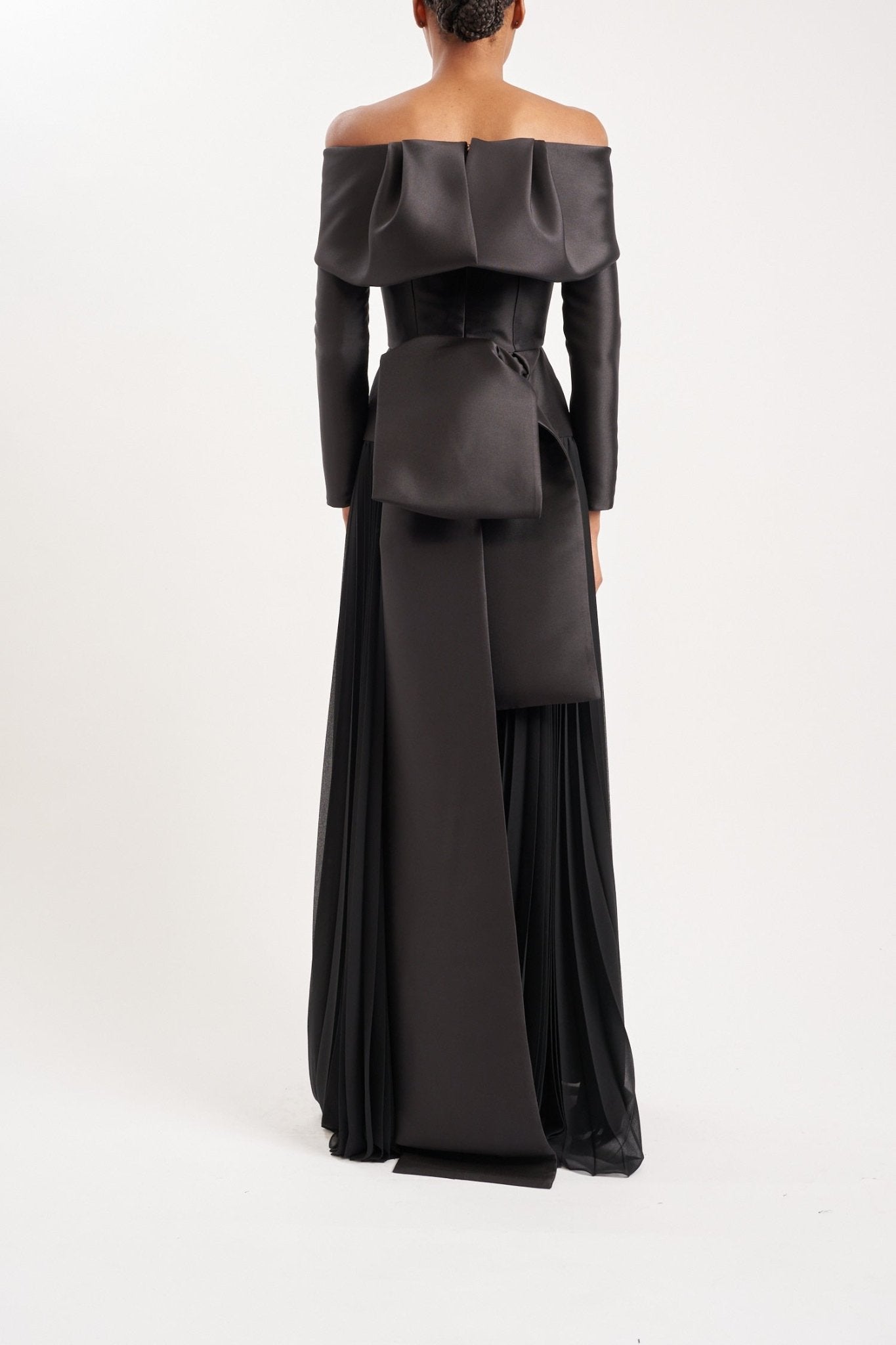 HONOUR SUSTAINABLY SOURCED BLACK SATIN DRESS - E.STOTT