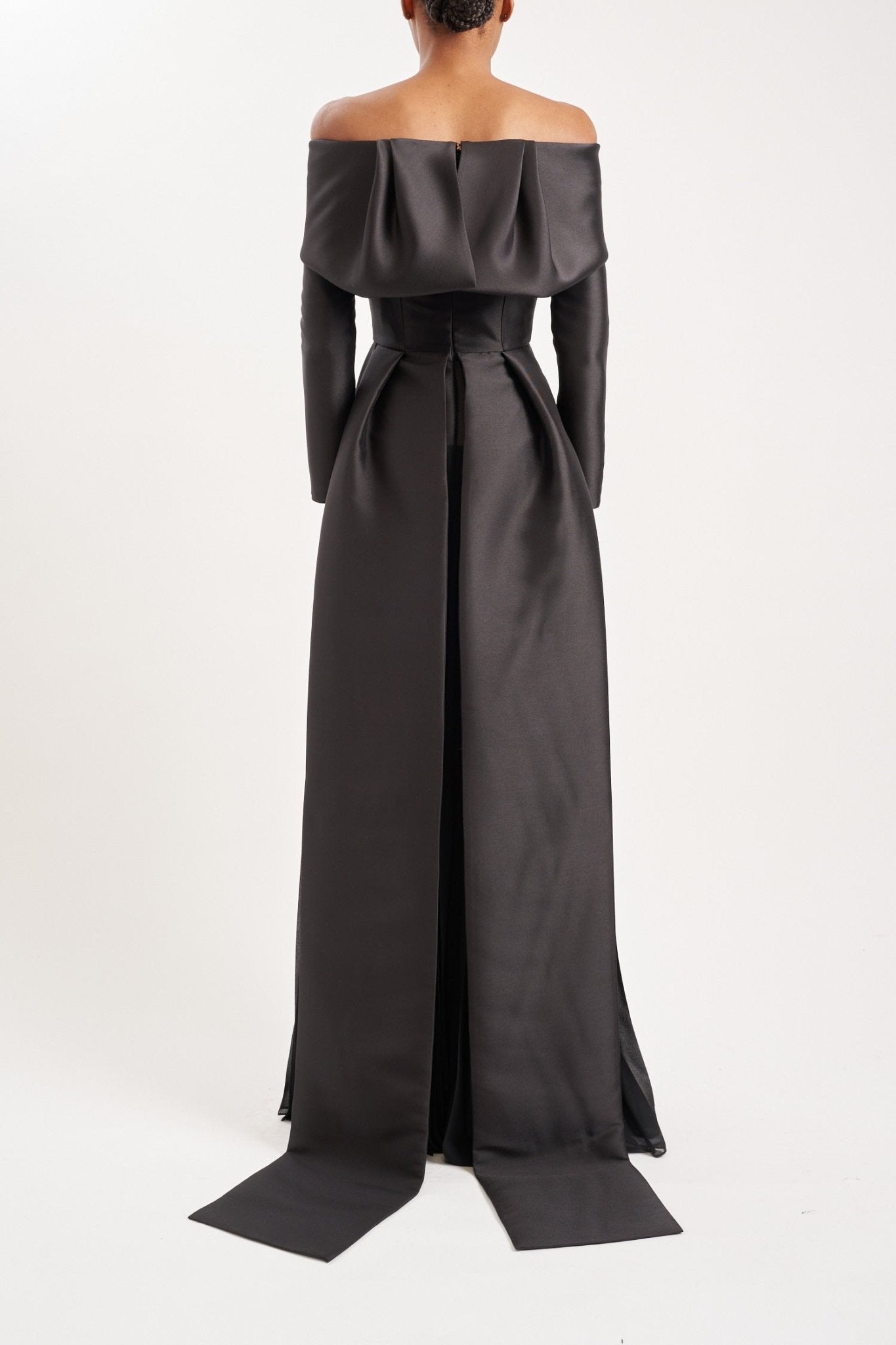 HONOUR SUSTAINABLY SOURCED BLACK SATIN DRESS - E.STOTT