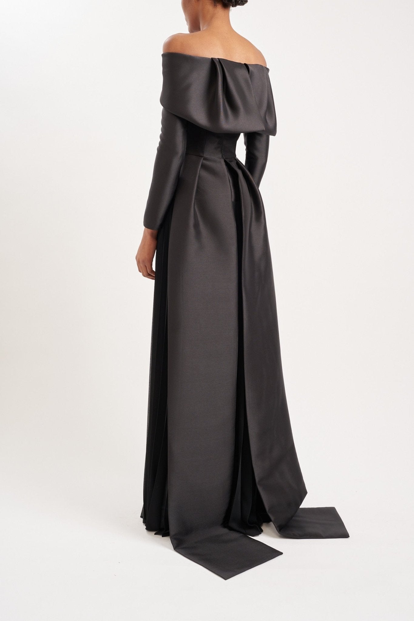 HONOUR SUSTAINABLY SOURCED BLACK SATIN DRESS - E.STOTT