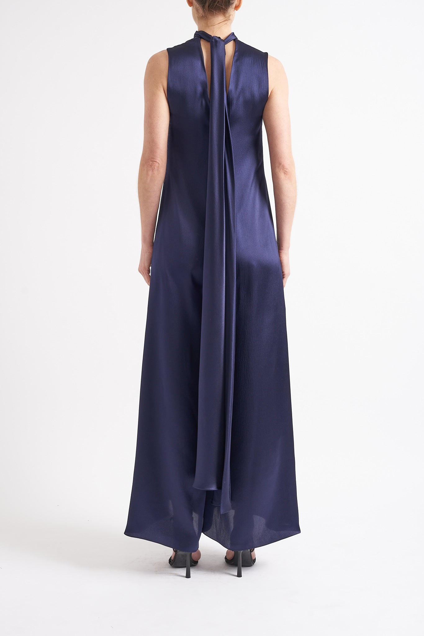 JULIE NAVY SILK SATIN JUMPSUIT - E.STOTT