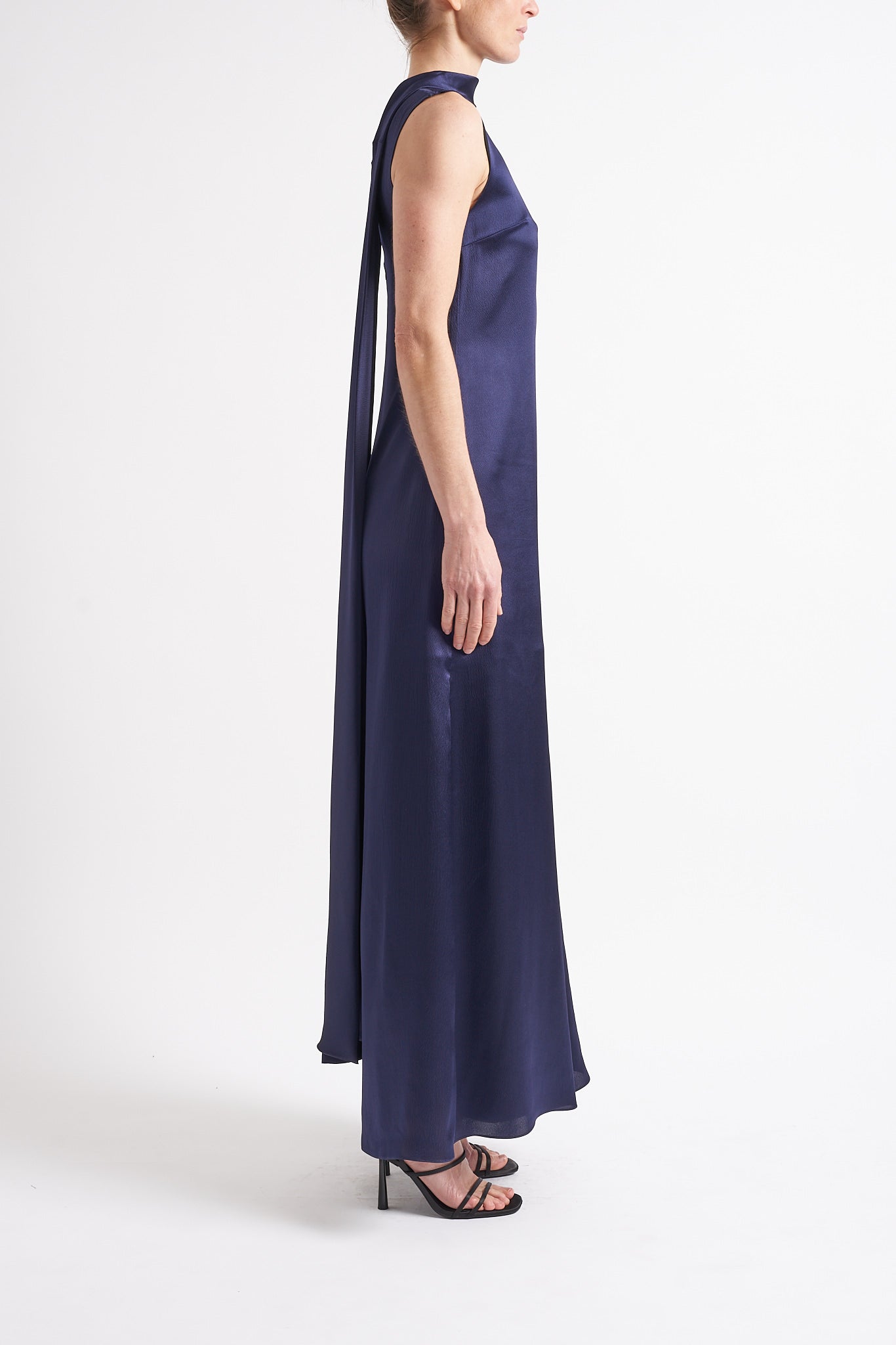 JULIE NAVY SILK SATIN JUMPSUIT - E.STOTT