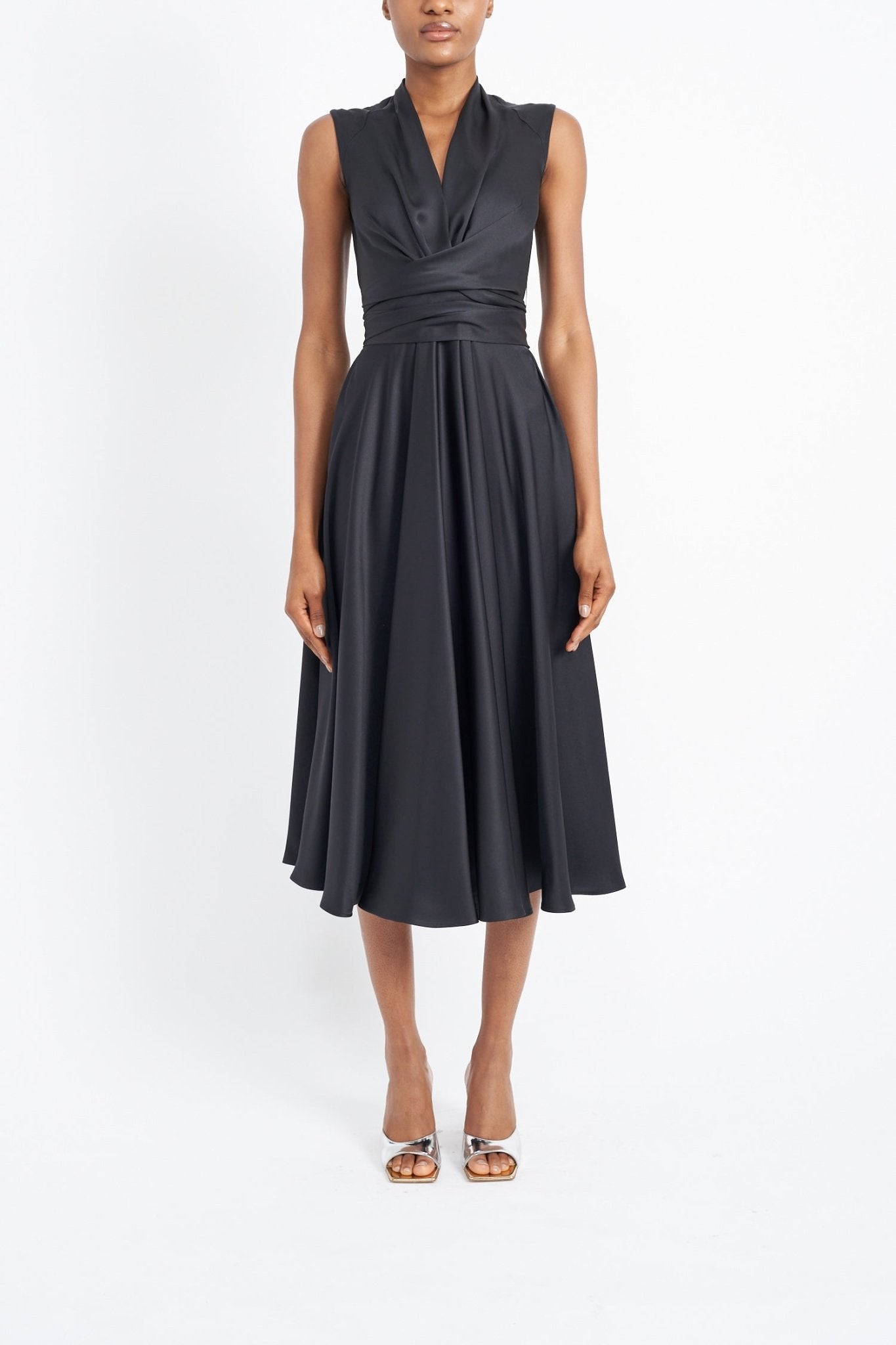 LYRA BLACK SUSTAINABLY SOURCED SILK SATIN DRESS - E.STOTT