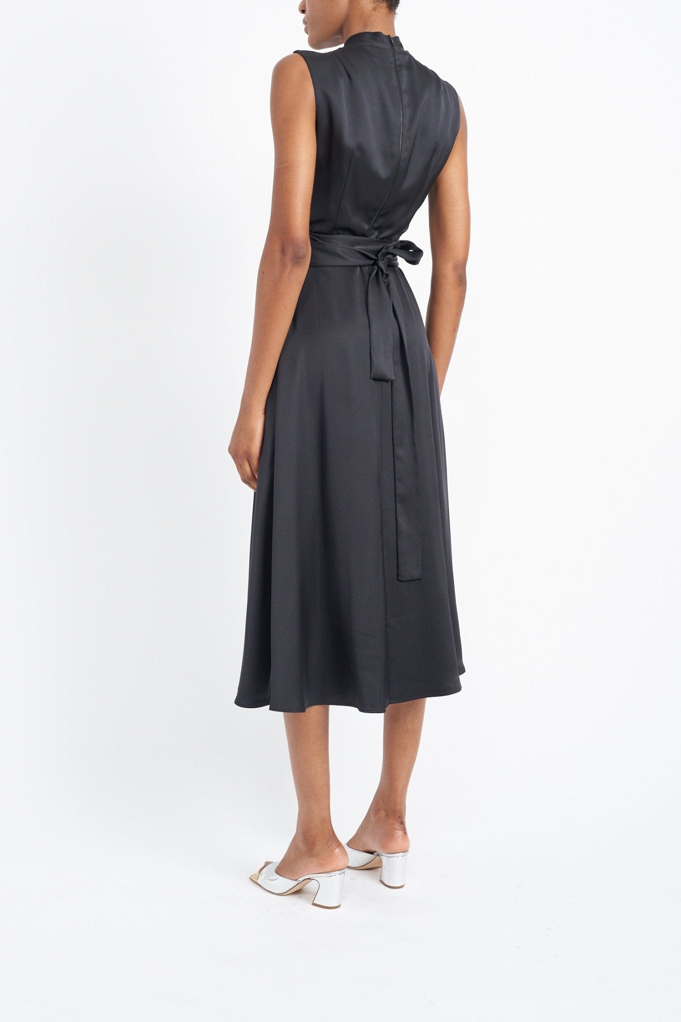 LYRA BLACK SUSTAINABLY SOURCED SILK SATIN DRESS - E.STOTT