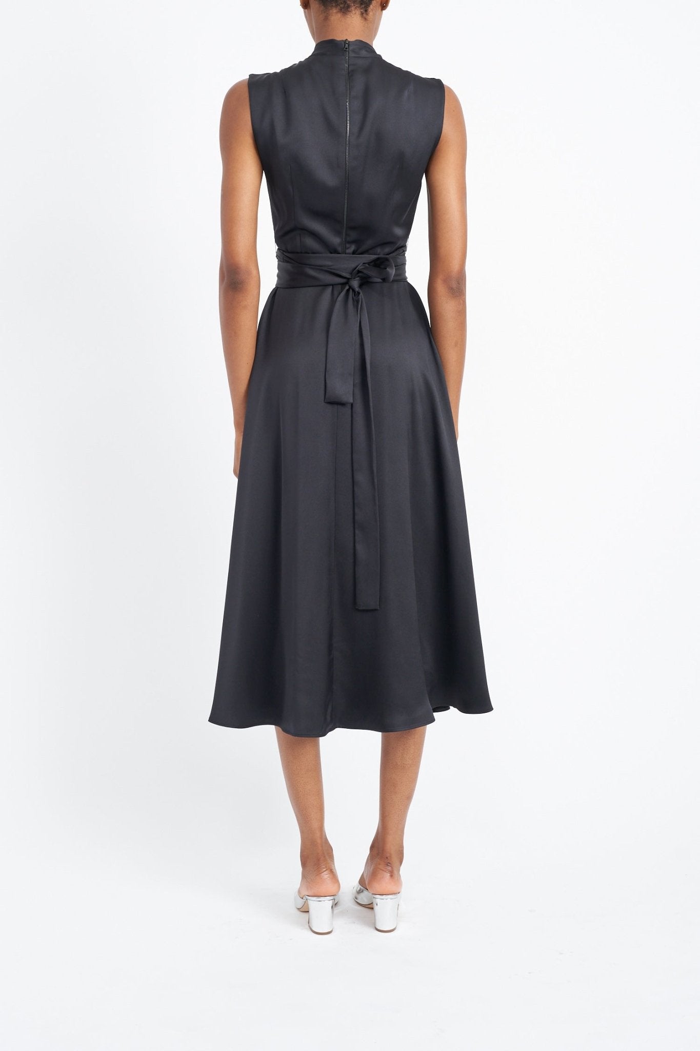 LYRA BLACK SUSTAINABLY SOURCED SILK SATIN DRESS - E.STOTT