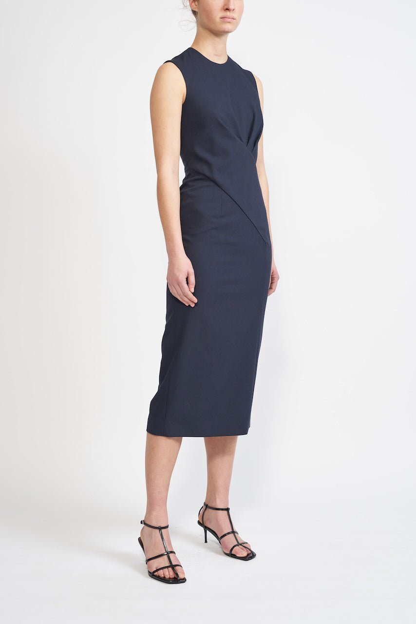 MILA SUSTAINABLY SOURCED NAVY CADY DRESS - E.STOTT