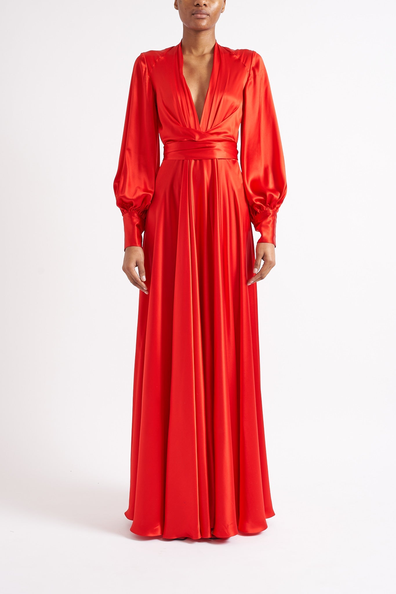 MONICA RED SILK SATIN DRESS - E.STOTT