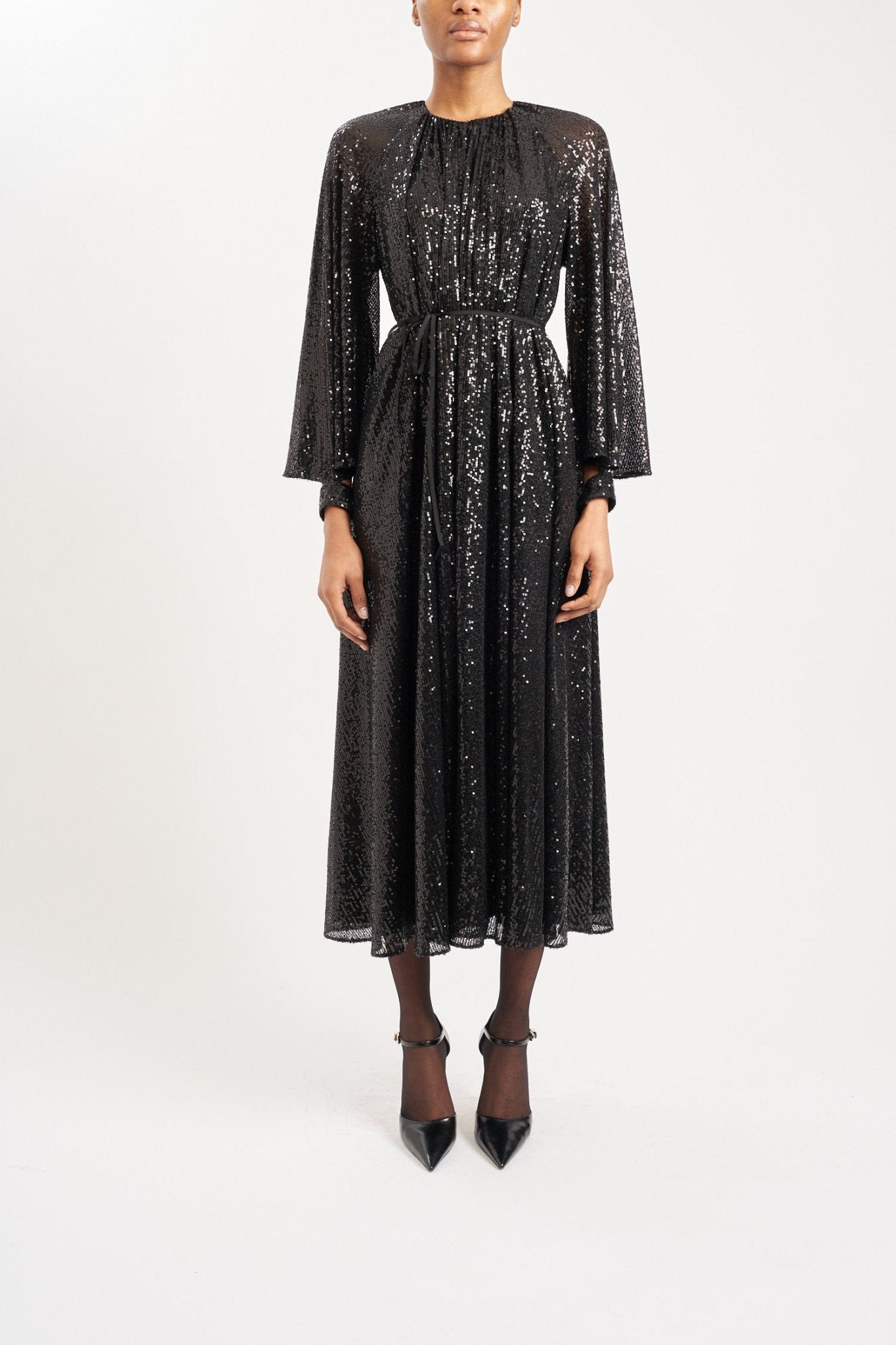 NADIA SUSTAINABLY SOURCED BLACK SEQUIN DRESS DRESS - E.STOTT