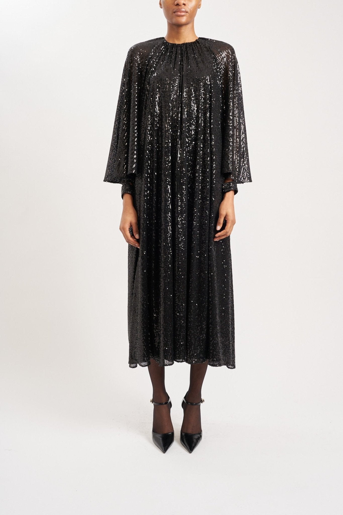 NADIA SUSTAINABLY SOURCED BLACK SEQUIN DRESS DRESS - E.STOTT