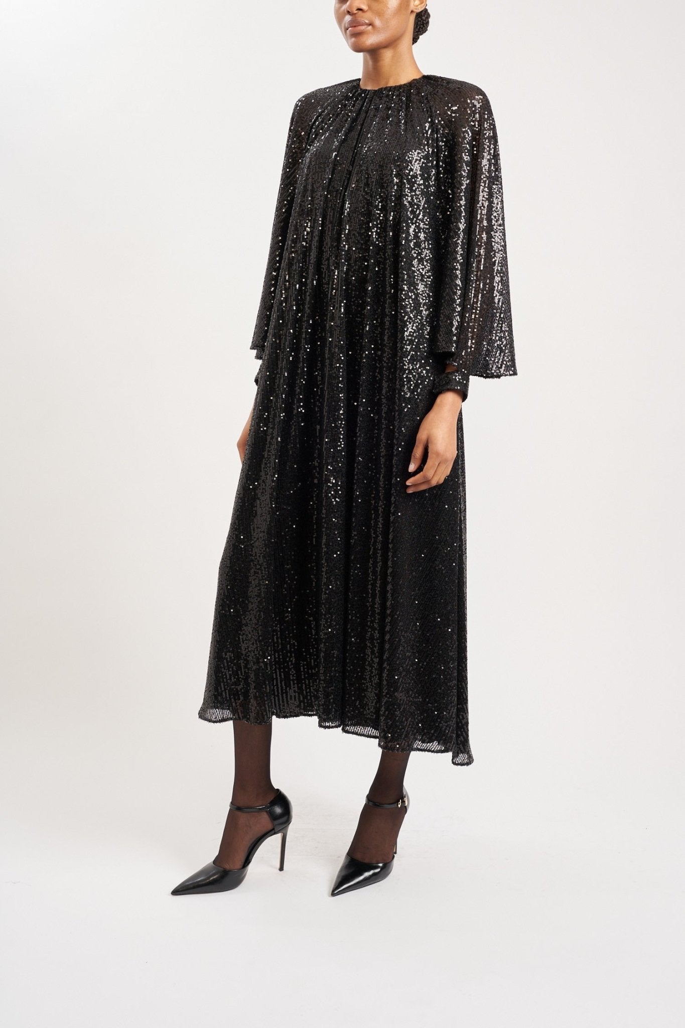 NADIA SUSTAINABLY SOURCED BLACK SEQUIN DRESS DRESS - E.STOTT