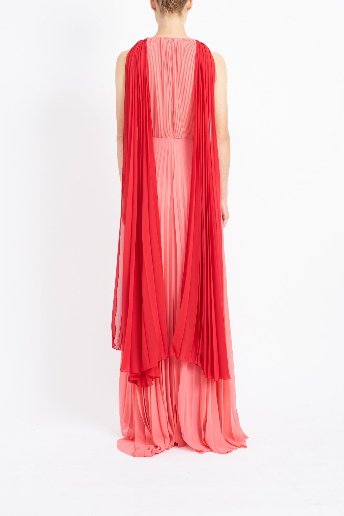 OCTAVIA SUSTAINABLY SOURCED CORAL CHIFFON DRESS - E.STOTT