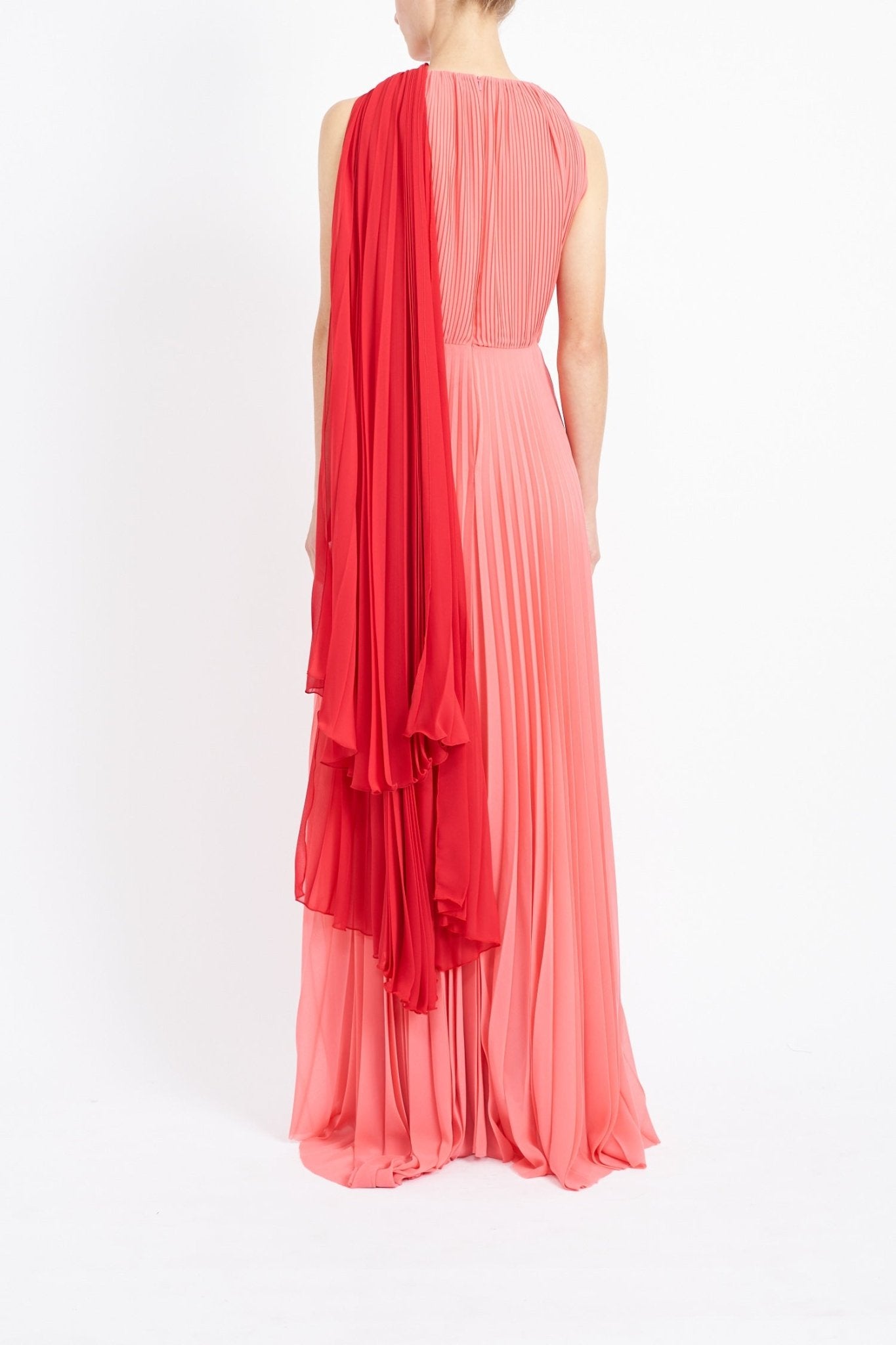 OCTAVIA SUSTAINABLY SOURCED CORAL CHIFFON DRESS - E.STOTT