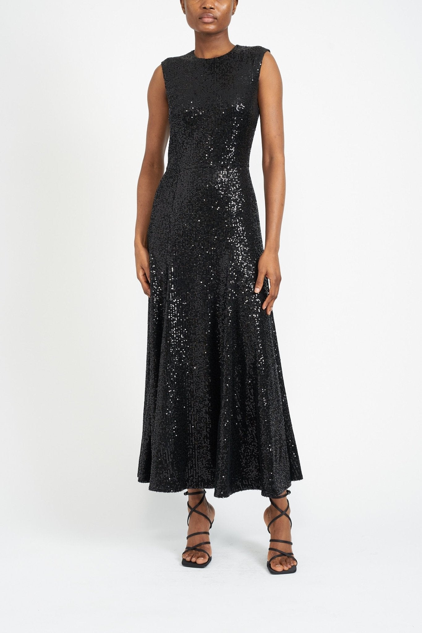 OLIVE END OF LINE BLACK SEQUIN DRESS - E.STOTT