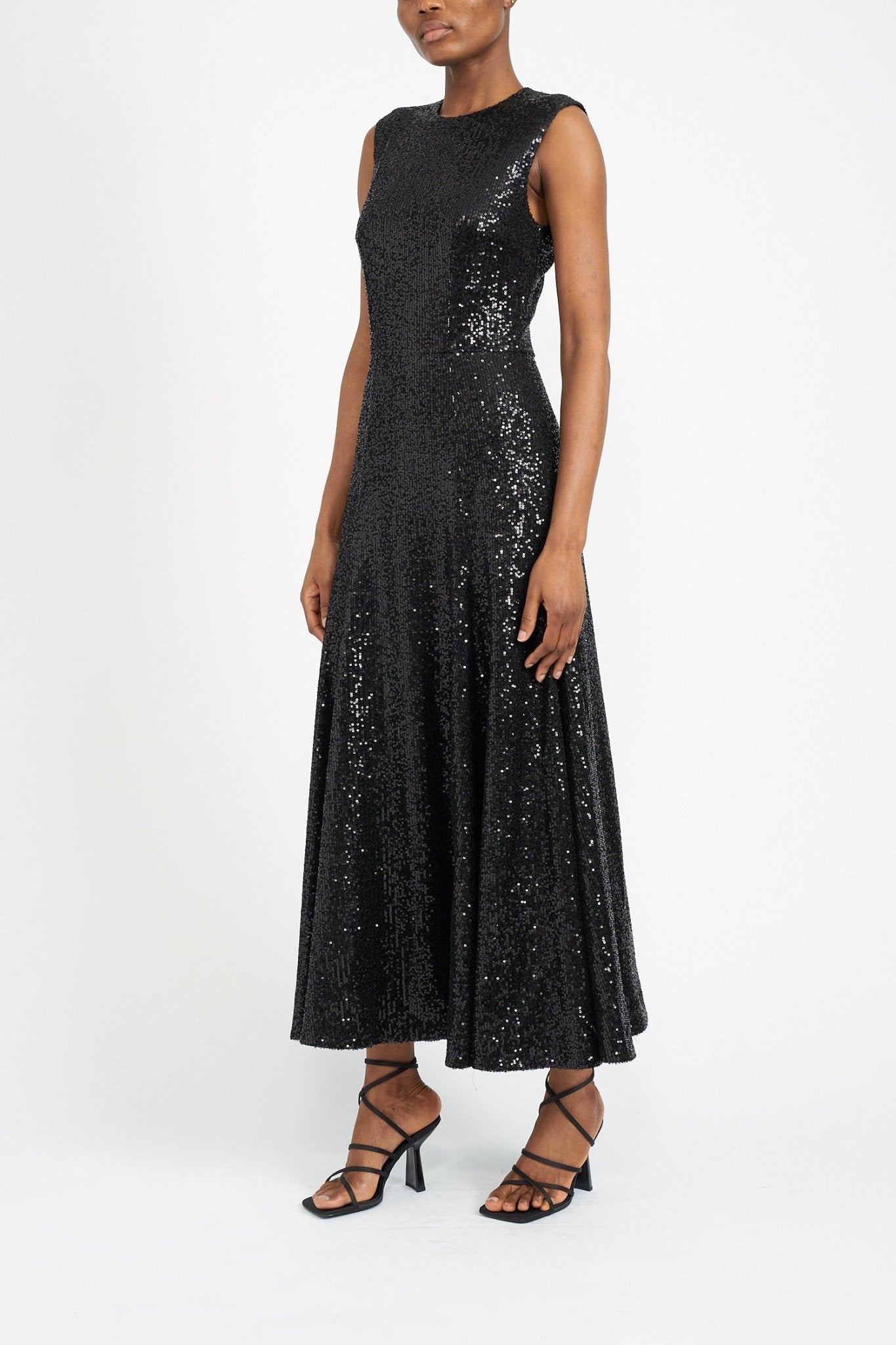 OLIVE END OF LINE BLACK SEQUIN DRESS - E.STOTT