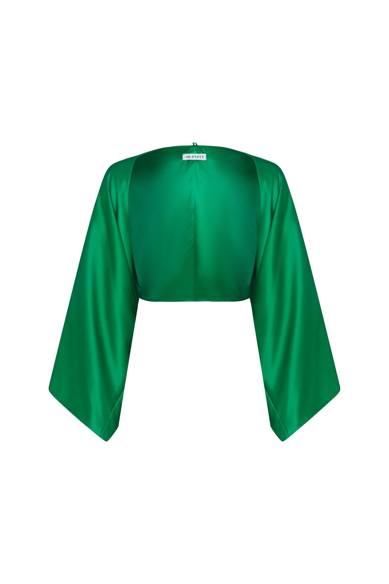 PALOMA LONG EMERALD SILK SATIN JACKET - E.STOTT