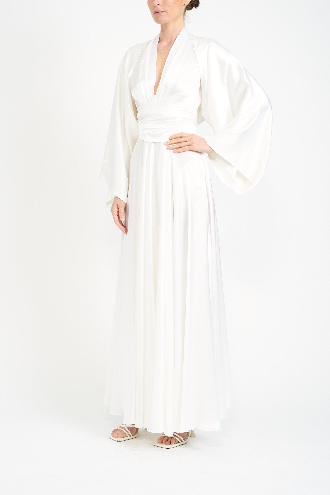 PALOMA LONG OVERLAY - IVORY SILK SATIN - E.STOTT