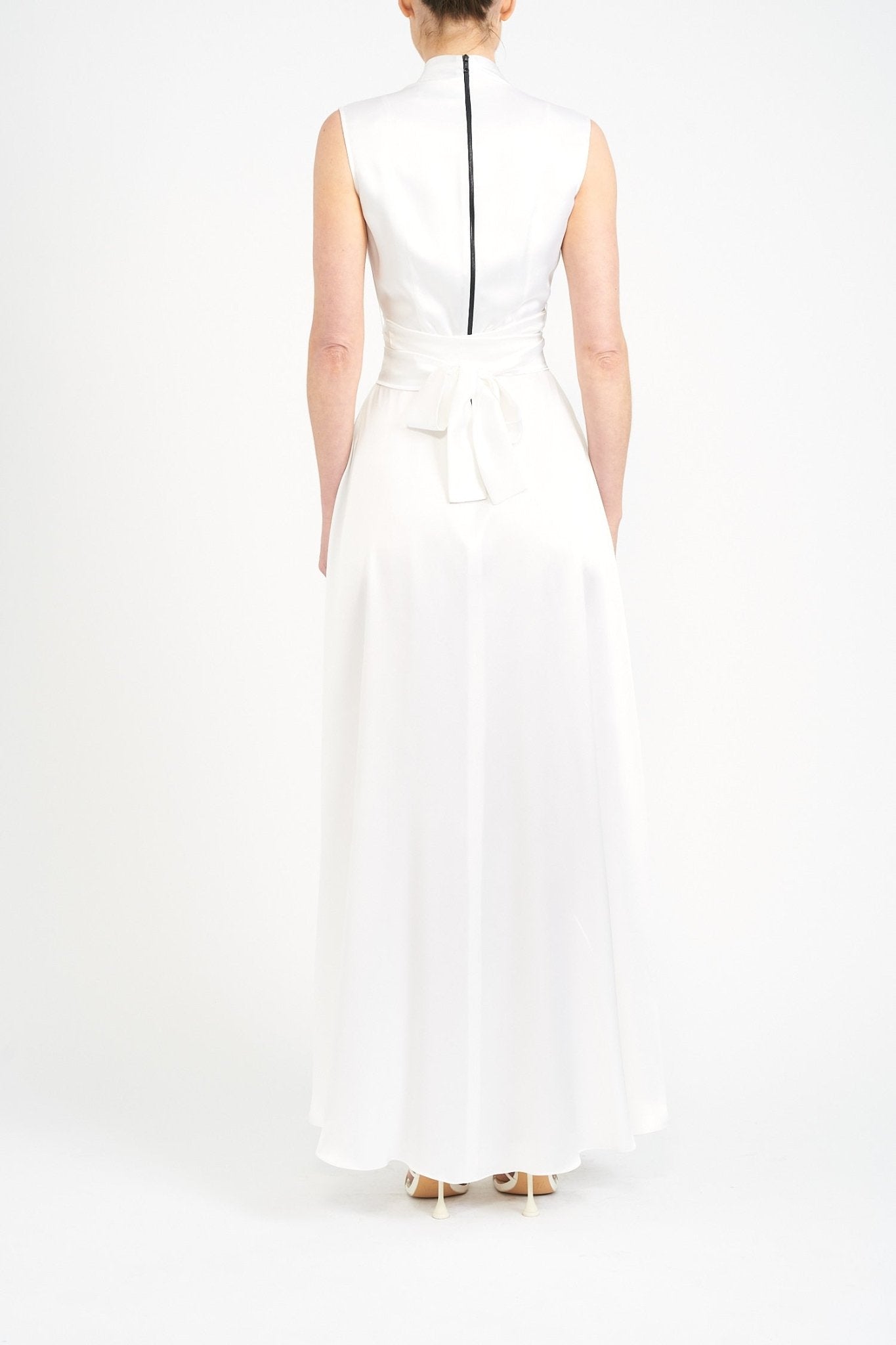 SADIE SUSTAINABLY SOURCED IVORY SILK SATIN DRESS - E.STOTT