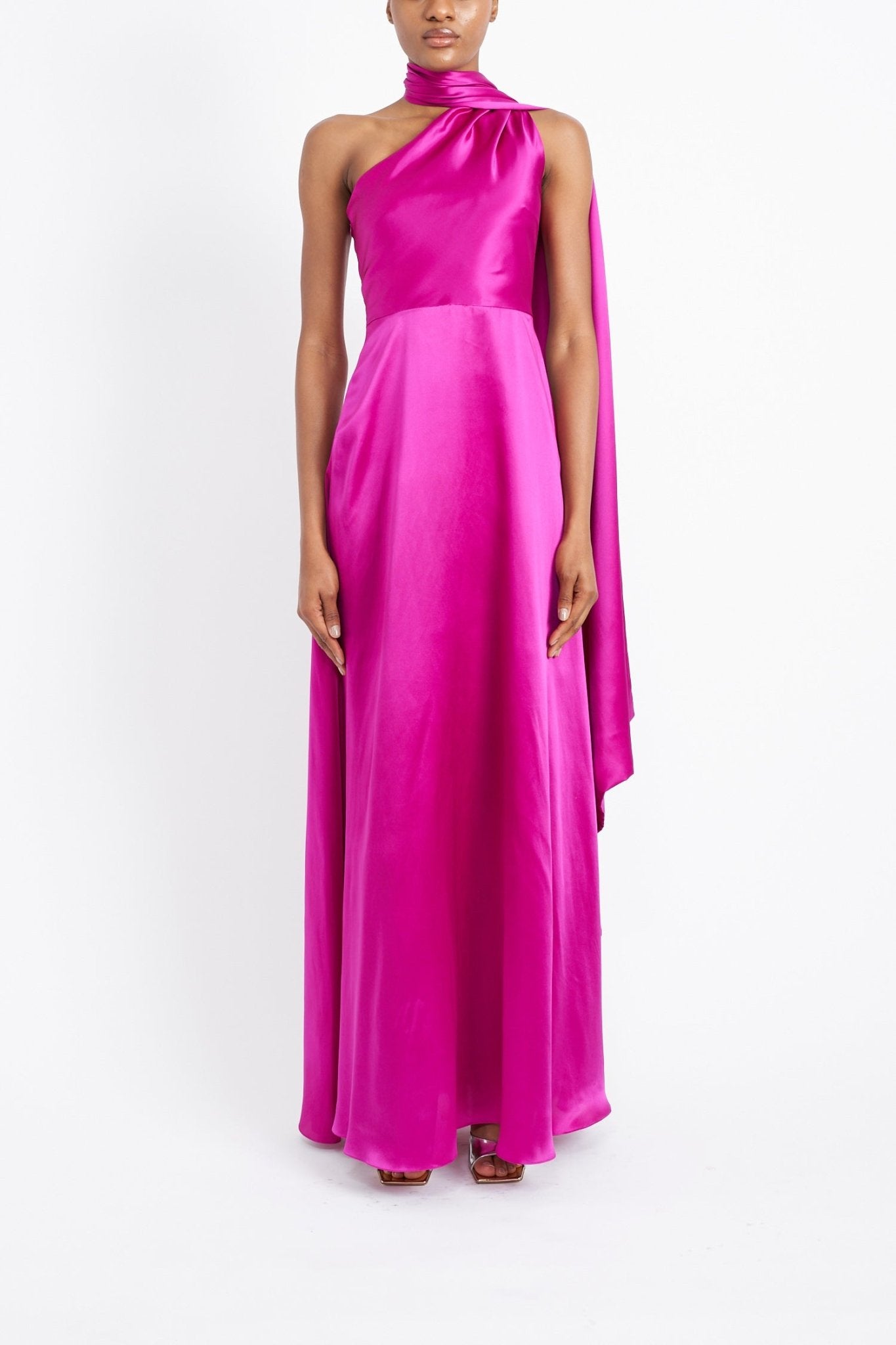 WHITNEY CERISE SILK SATIN DRESS - E.STOTT