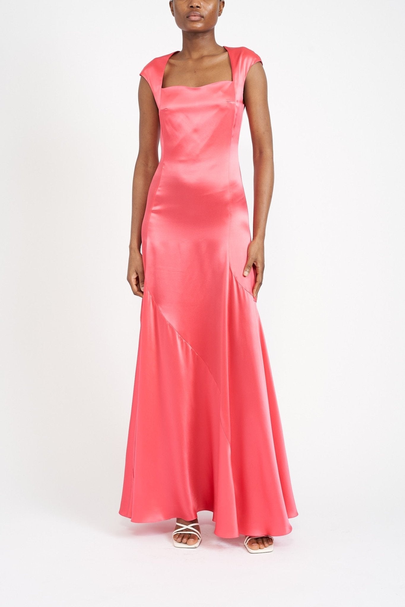 ZOE CORAL SILK SATIN DRESS - E.STOTT