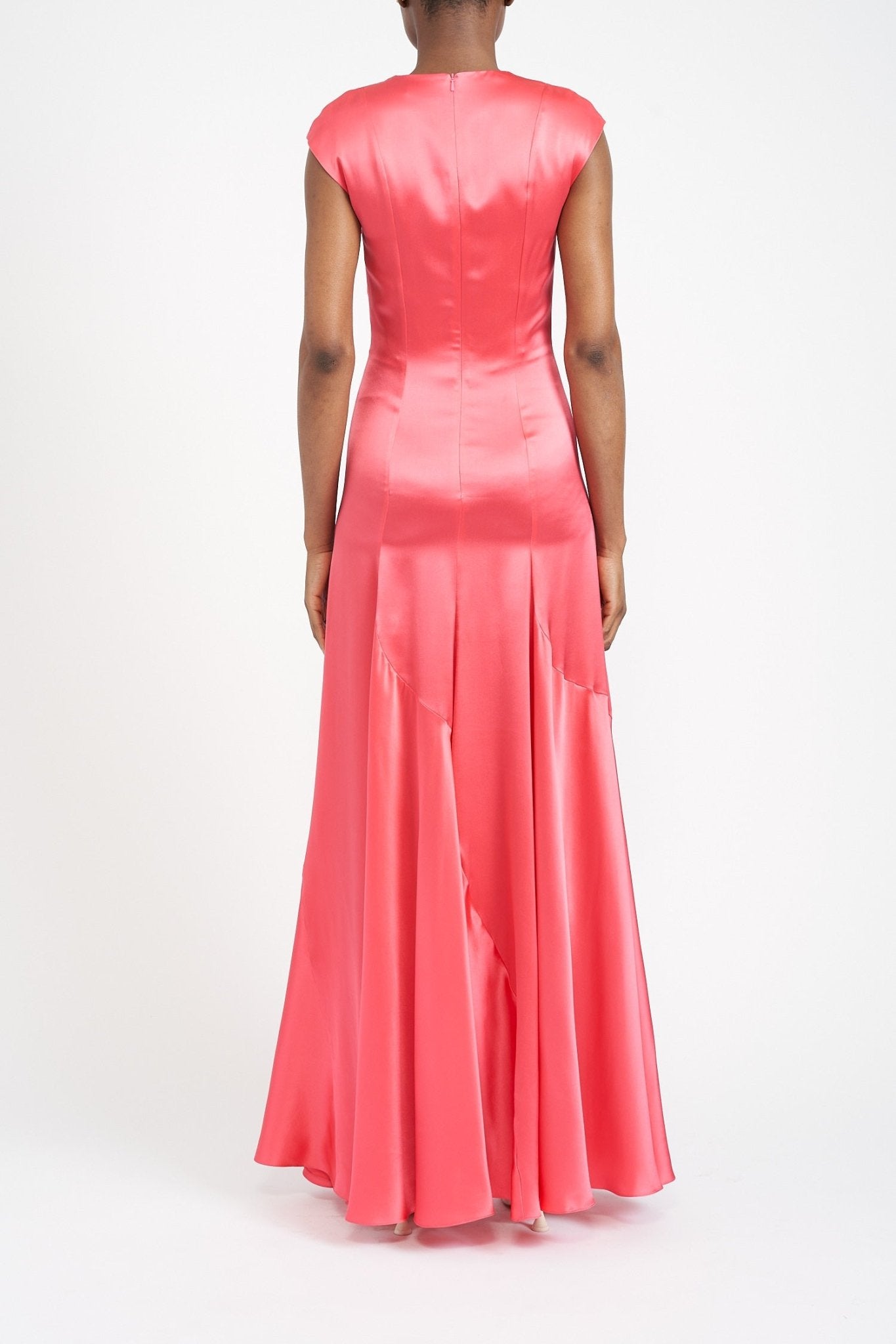 ZOE CORAL SILK SATIN DRESS - E.STOTT