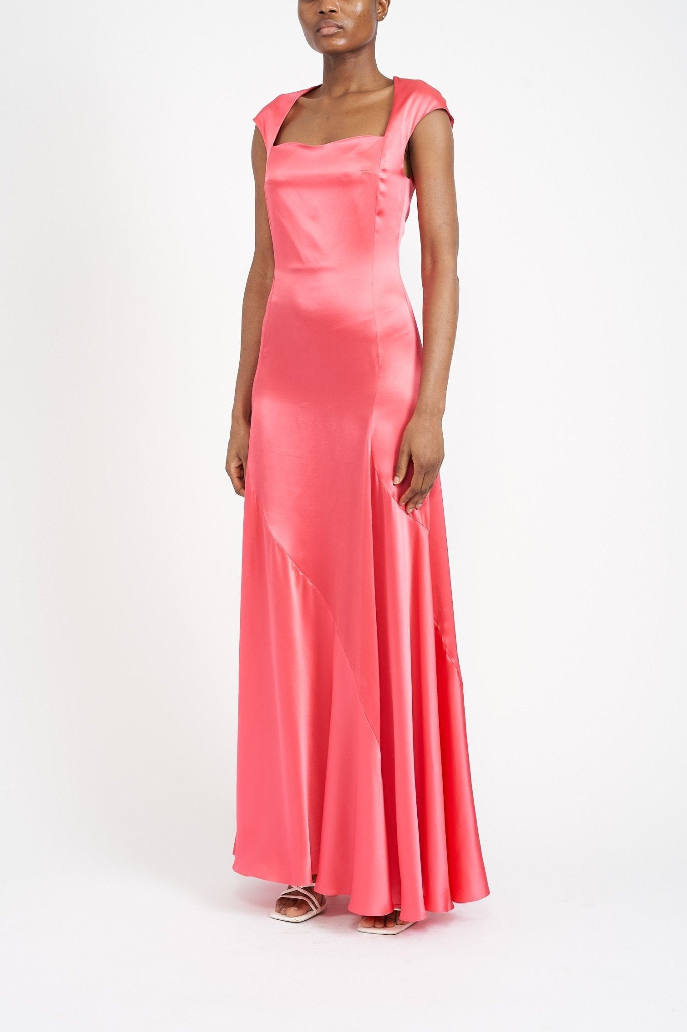 ZOE CORAL SILK SATIN DRESS - E.STOTT